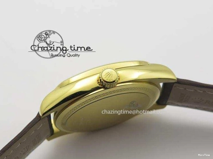 MiroTime 0505 Thermal Cellini Date YG Gold Sticks Dial On Brown Leather Strap A 3885